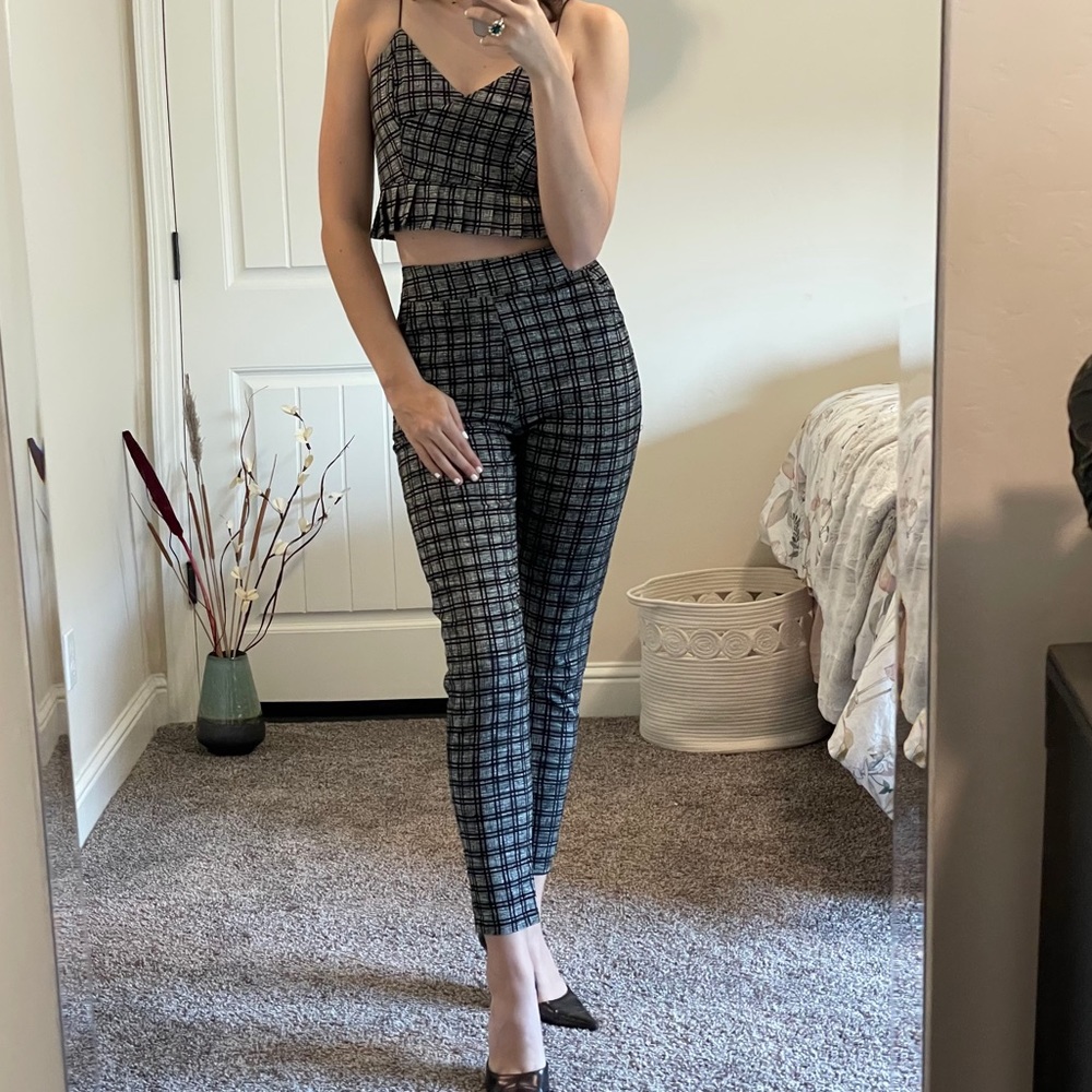 Two piece Black Plaid Suit😻